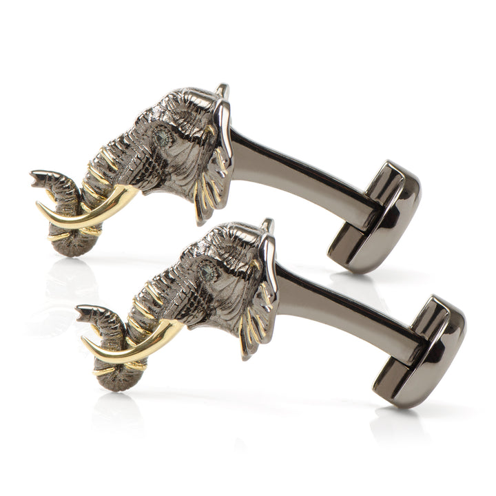 Sterling Silver and 14K Gold Elephant Cufflinks Image 3