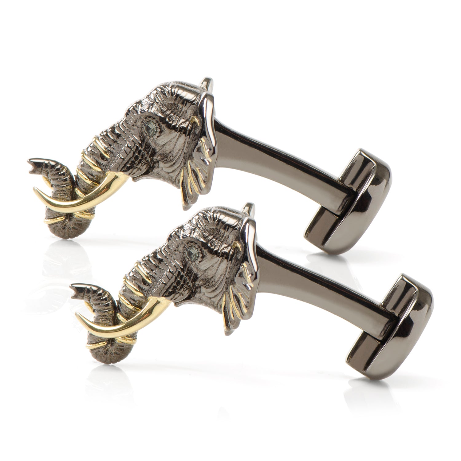 Sterling Silver and 14K Gold Vermeil Elephant Cufflinks Image 3