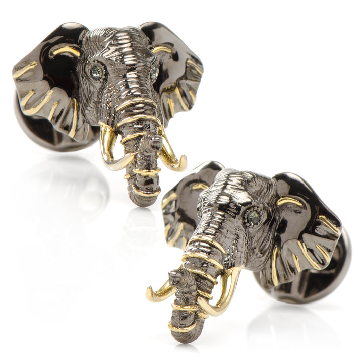 Sterling Silver and 14K Gold Elephant Cufflinks Image 1