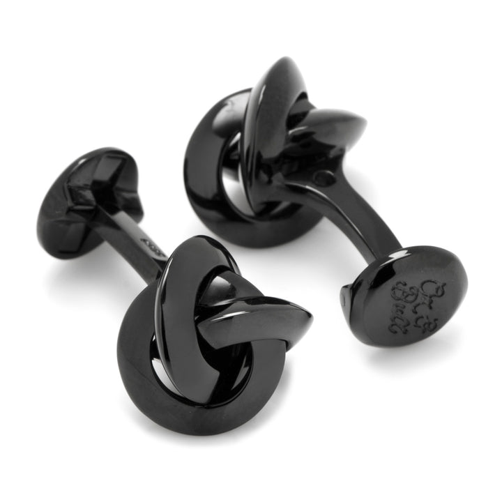 Sterling Silver Black Plated Knot Cufflinks Image 2