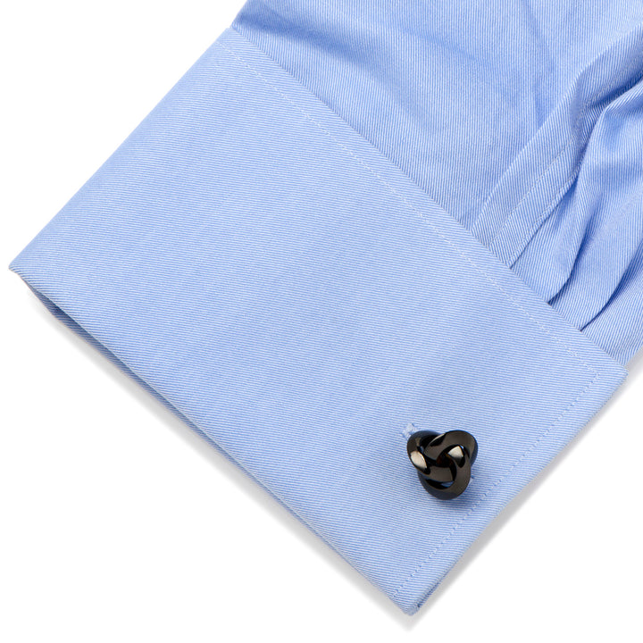 Sterling Silver Black Plated Knot Cufflinks Image 3