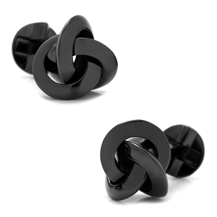 Sterling Silver Black Plated Knot Cufflinks Image 1