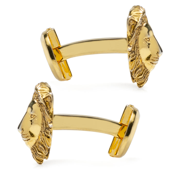Gold Plated Sterling Lion Head Cufflinks Image 4