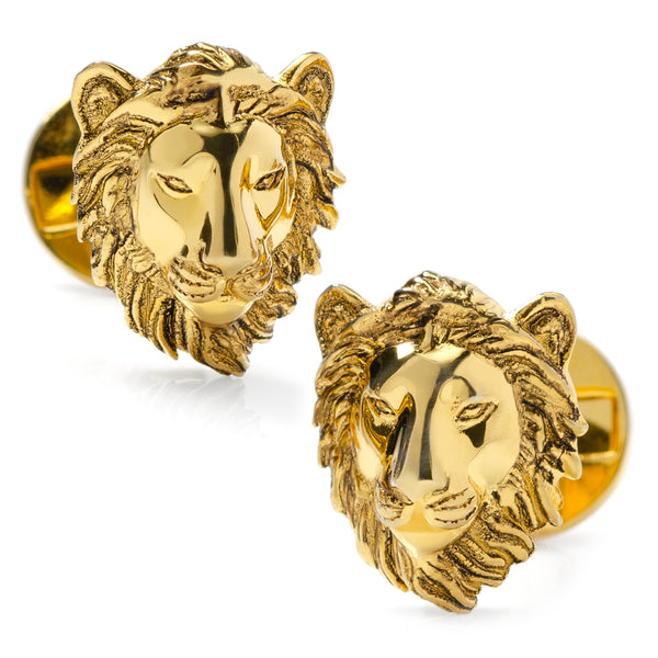 Gold Plated Sterling Lion Head Cufflinks Image 1