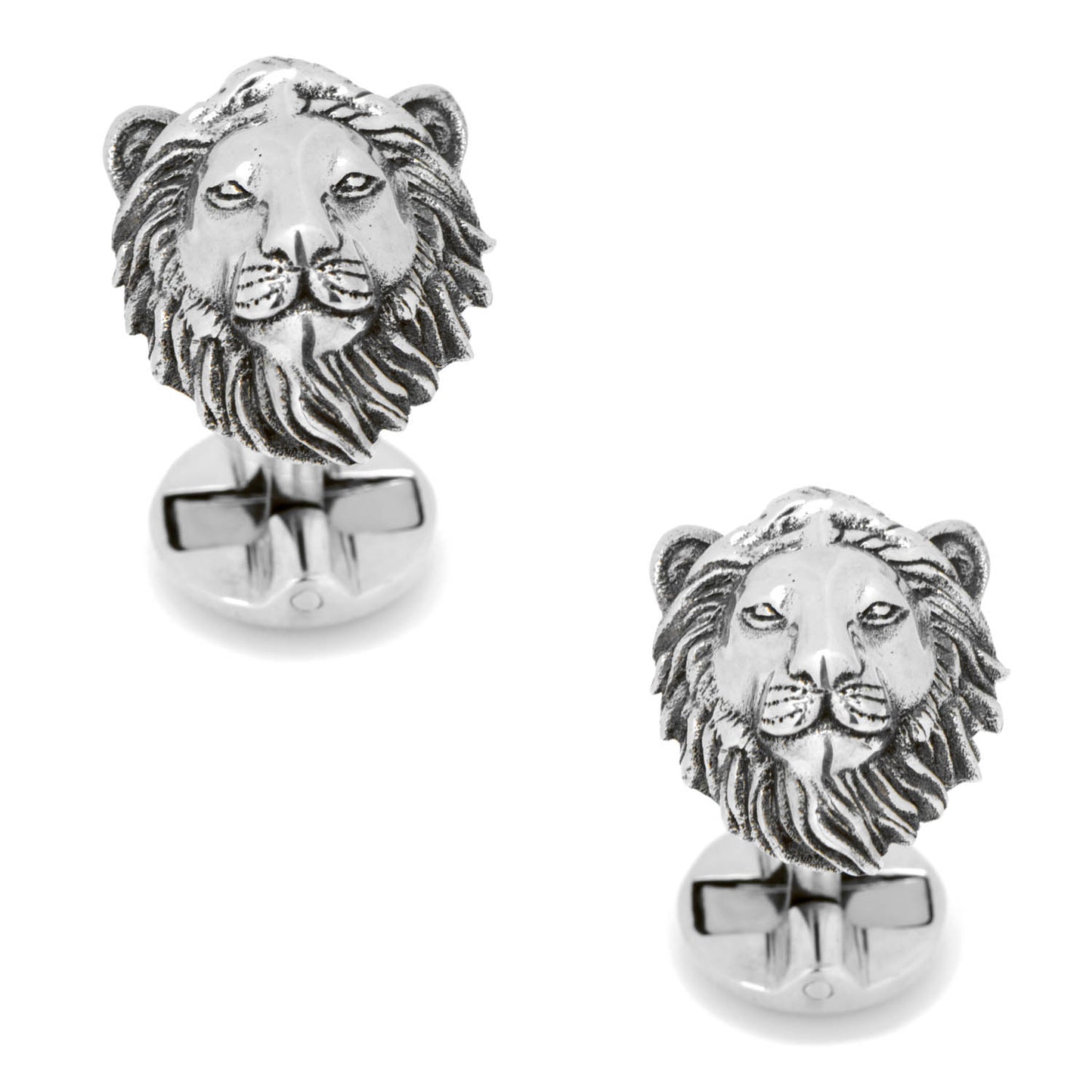 Sterling Silver Lion Head Cufflinks Image 1