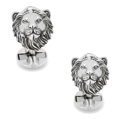 Sterling Silver Lion Head Cufflinks Image 1