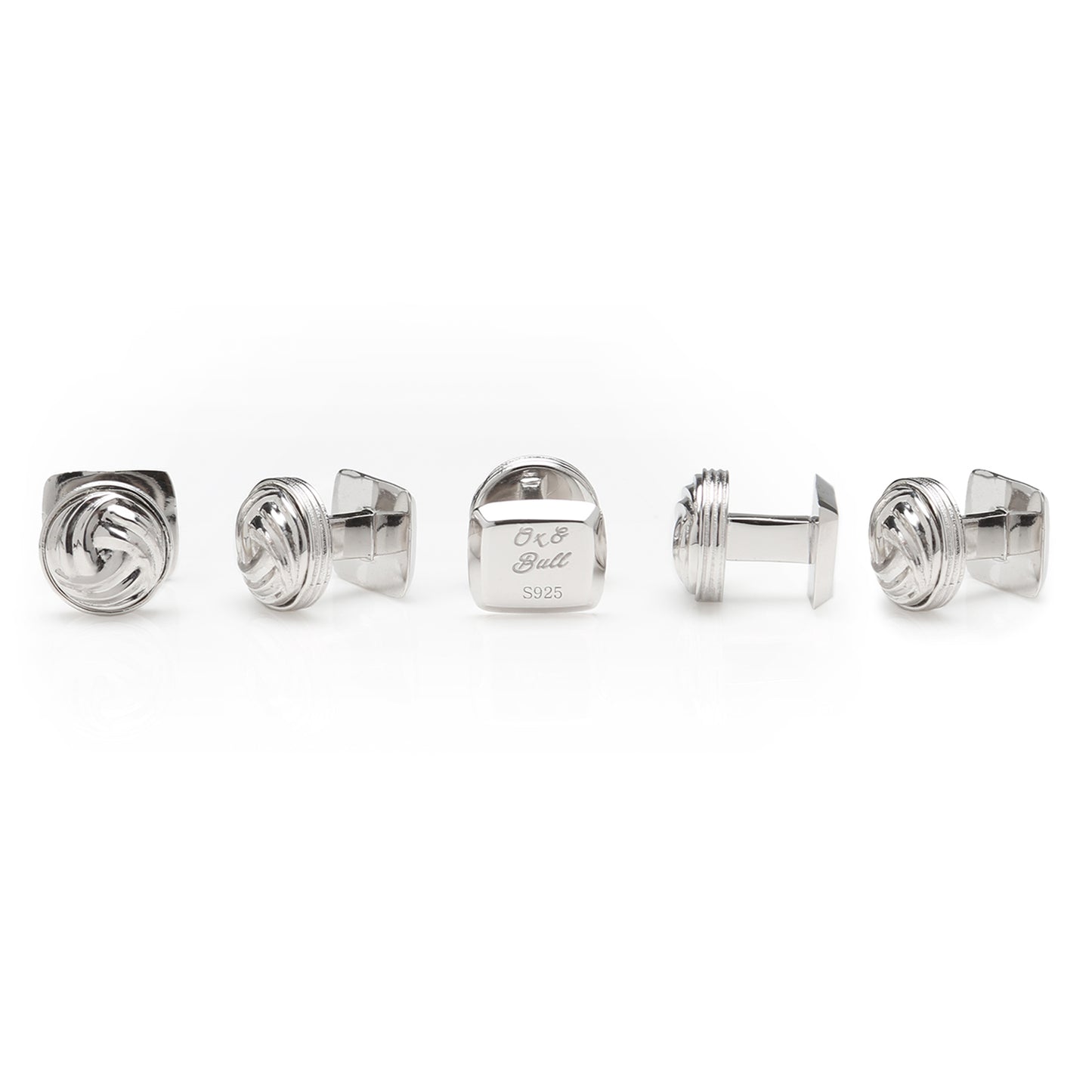 Modern Knot Sterling Silver Cufflinks and Stud Set Image 3