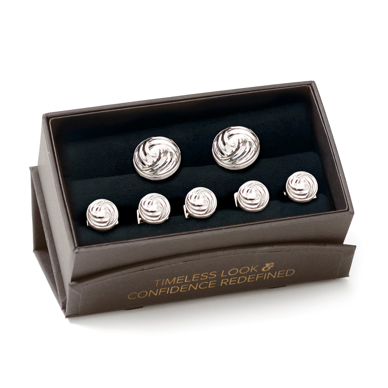 Modern Knot Sterling Silver Cufflinks and Stud Set Image 7