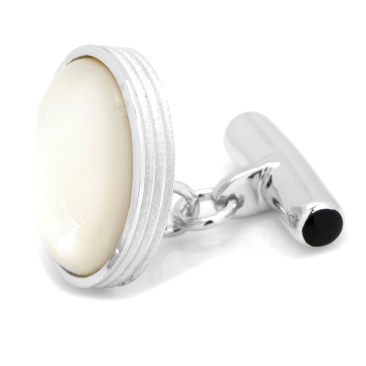 Sterling Silver Ribbed Mother of Pearl Cufflinks Image 5