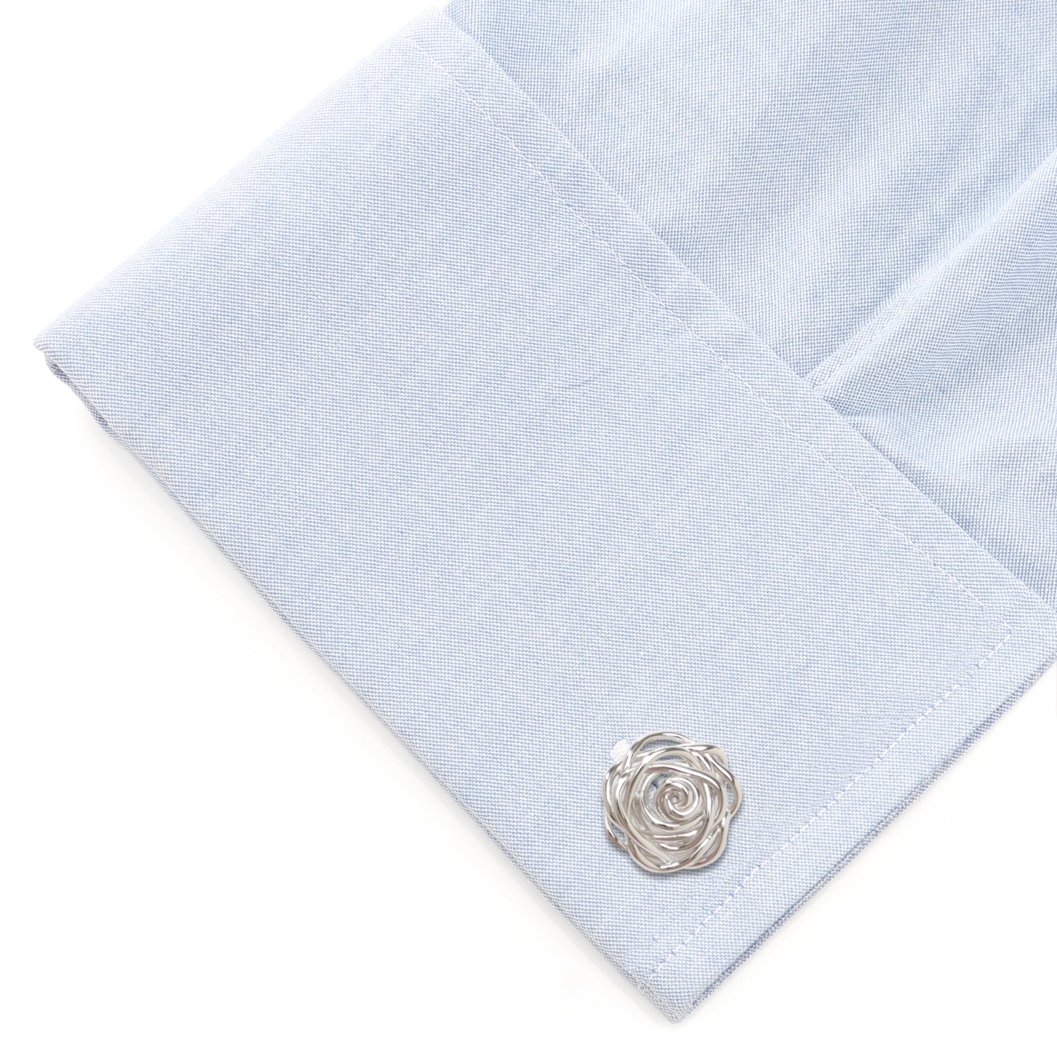 Sterling Silver Rhodium Plated Rose Cufflinks
 Image 3