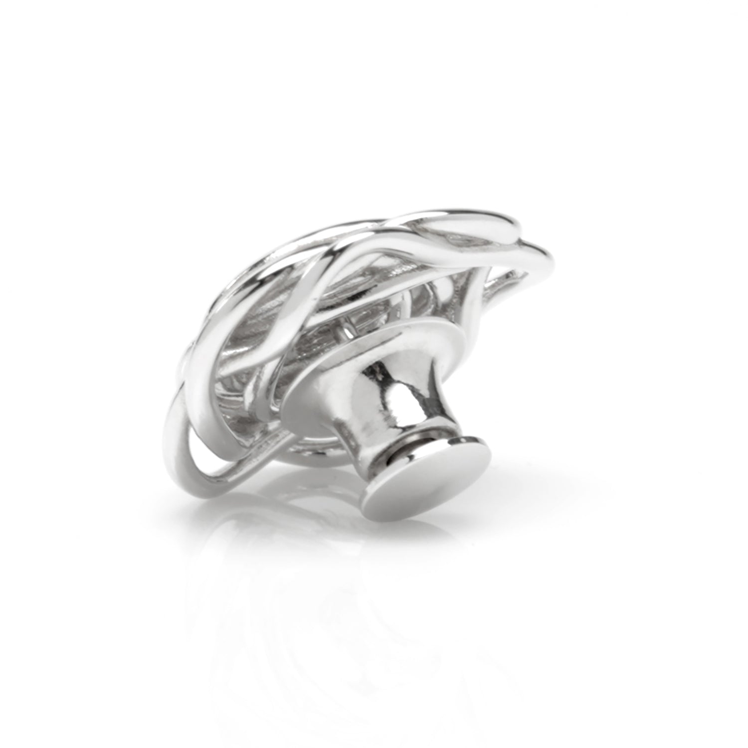 Sterling Silver Rhodium Plated Rose Lapel Pin
 Image 2