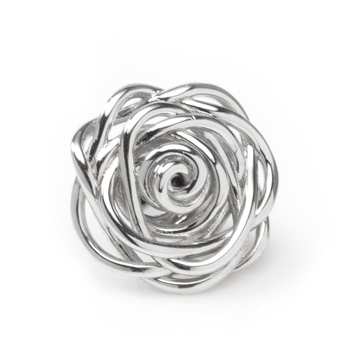 Sterling Silver Rhodium Plated Rose Lapel Pin
 Image 1