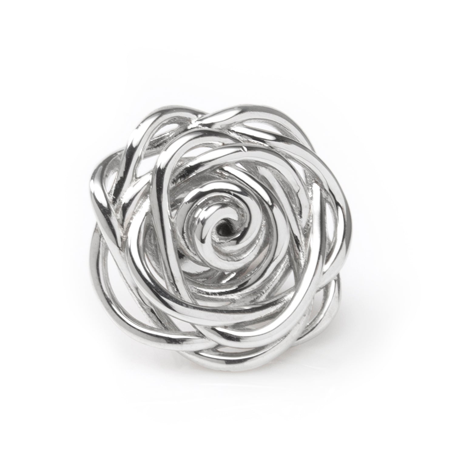 Sterling Silver Rhodium Plated Rose Lapel Pin
 Image 1