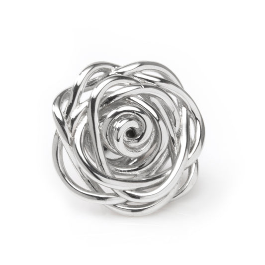 Sterling Silver Rhodium Plated Rose Lapel Pin
 Image 1