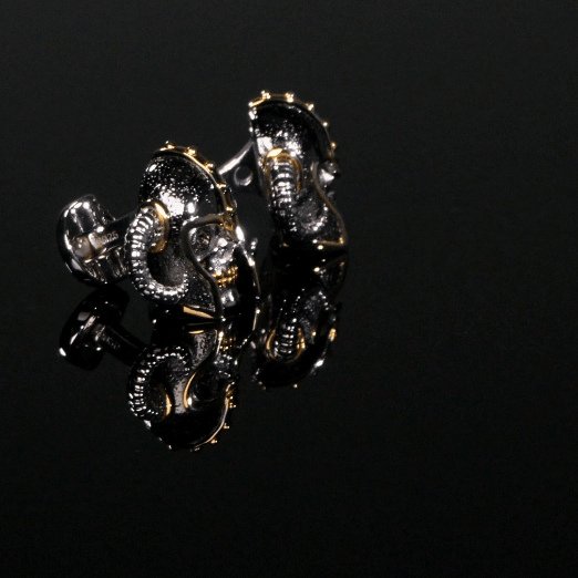 Sterling Silver with 14K Vermeil Gold Viking Helmet 3D Cufflinks Video