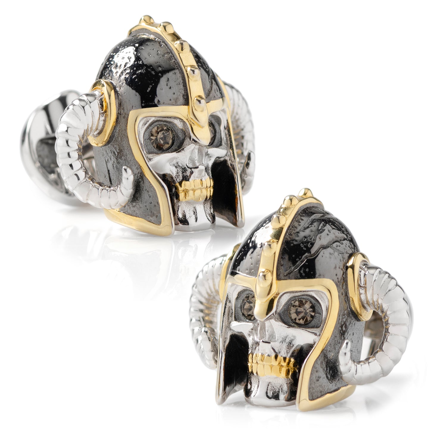 Sterling Silver with 14K Vermeil Gold Viking Helmet 3D Cufflinks Image 1