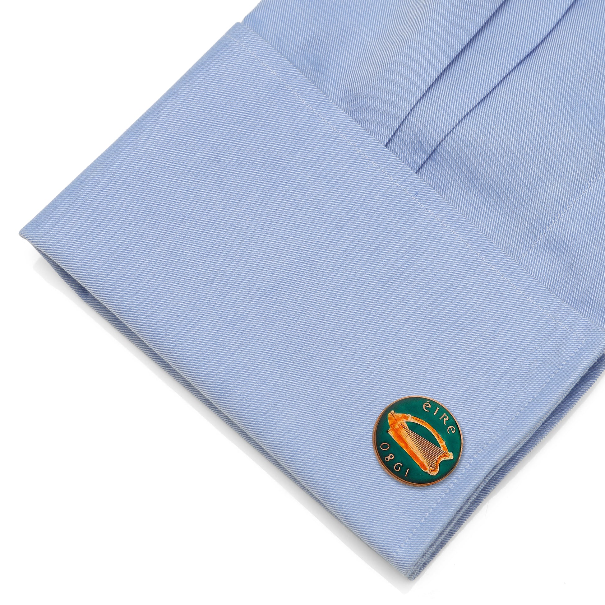 Hand Painted Irish Eire Coin Cufflinks Image 3