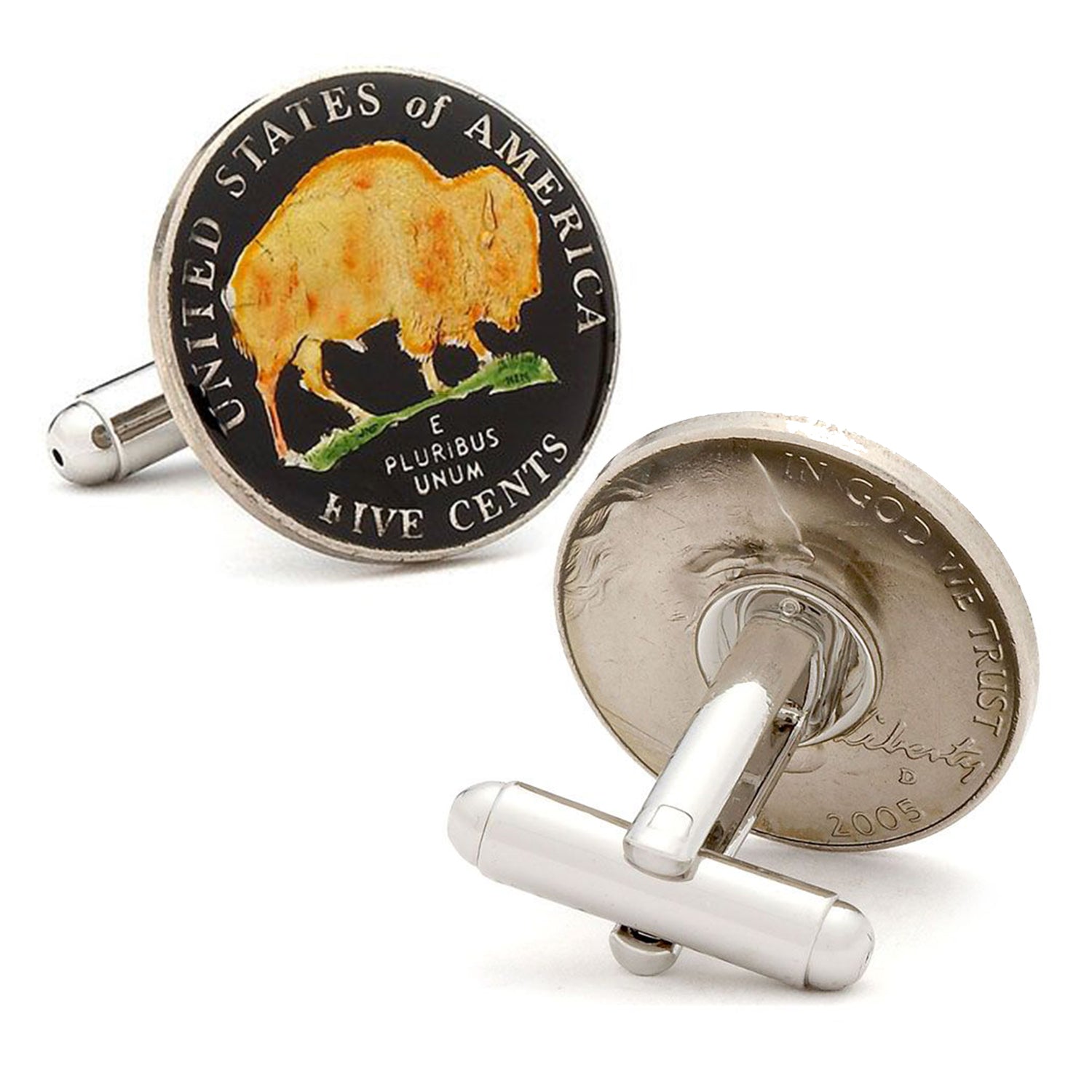 Hand Painted USA Buffalo Nickel Cufflinks Image 2