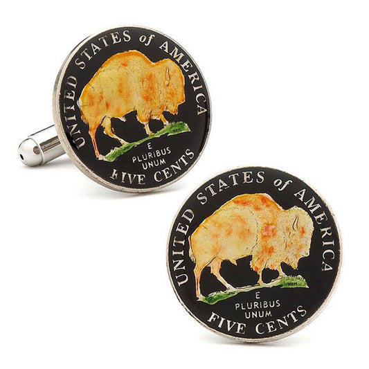 Hand Painted USA Buffalo Nickel Cufflinks Image 1