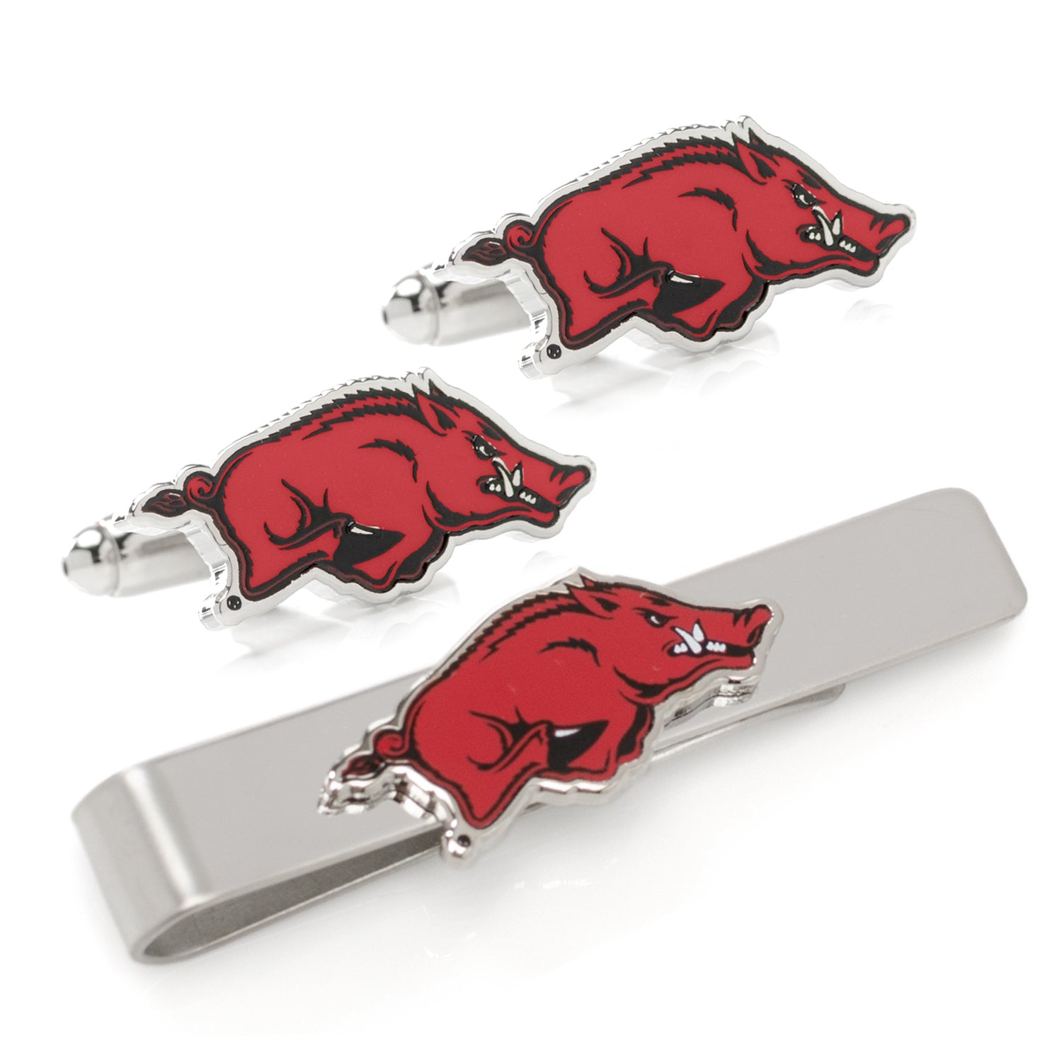 Arkansas Razorbacks Cufflinks and Tie Bar Gift Set Image 1