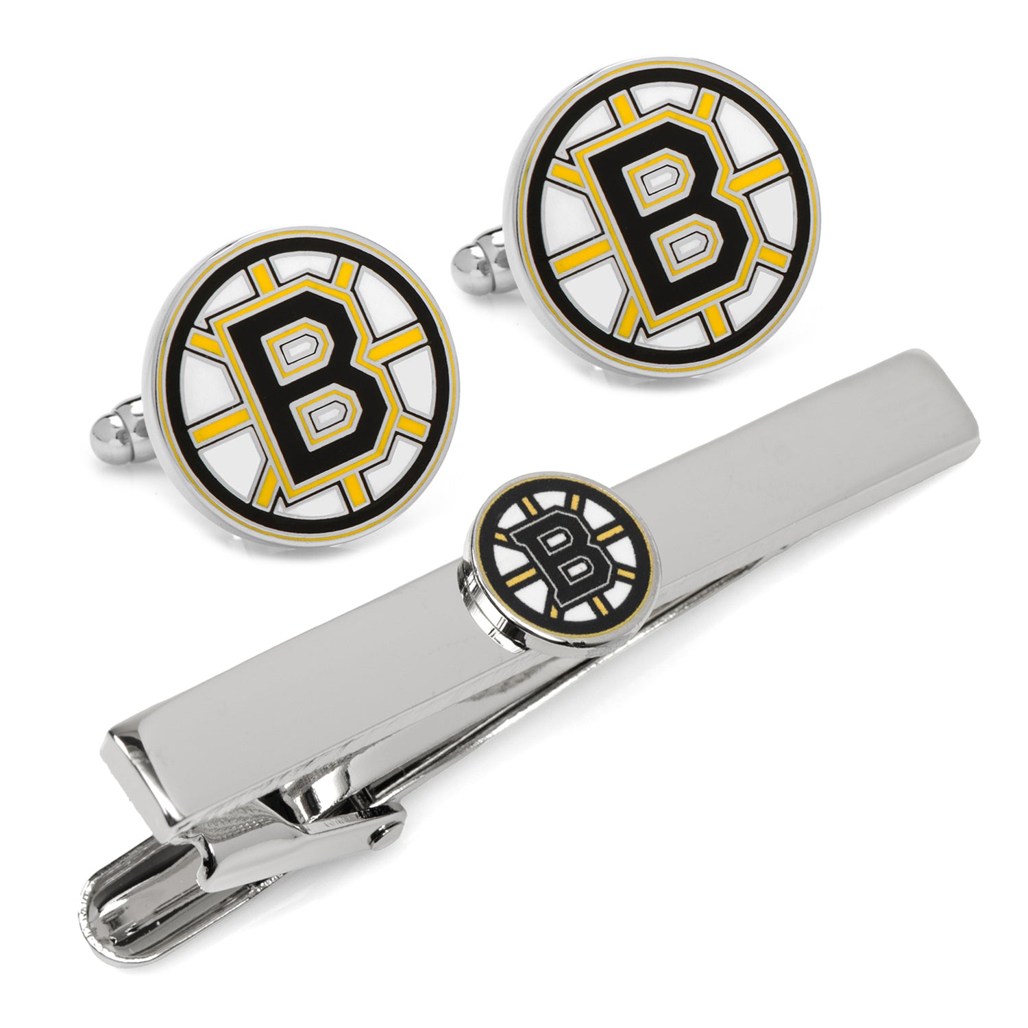 NHL Boston Bruins Cufflinks & Tie Clip Gift Set Image 1