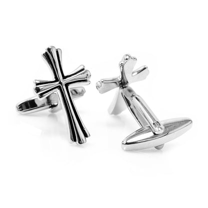 Silver Cross Cufflinks Image 3