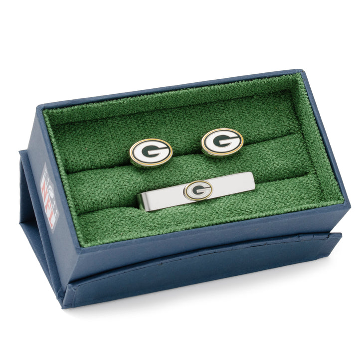 Green Bay Packers Cufflinks and Tie Bar Gift Set Image 2