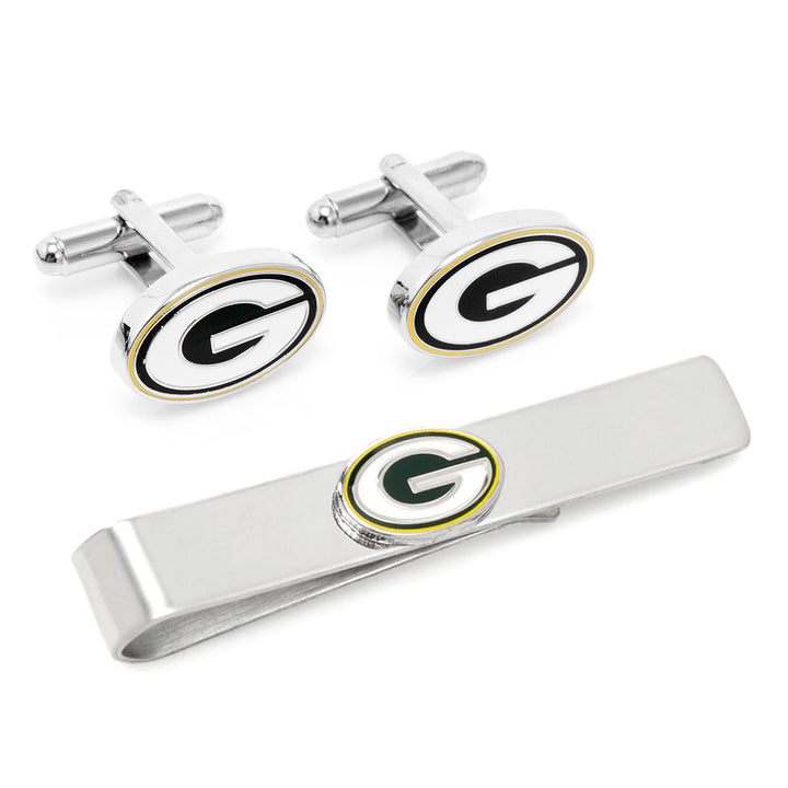 Green Bay Packers Cufflinks and Tie Bar Gift Set Image 1