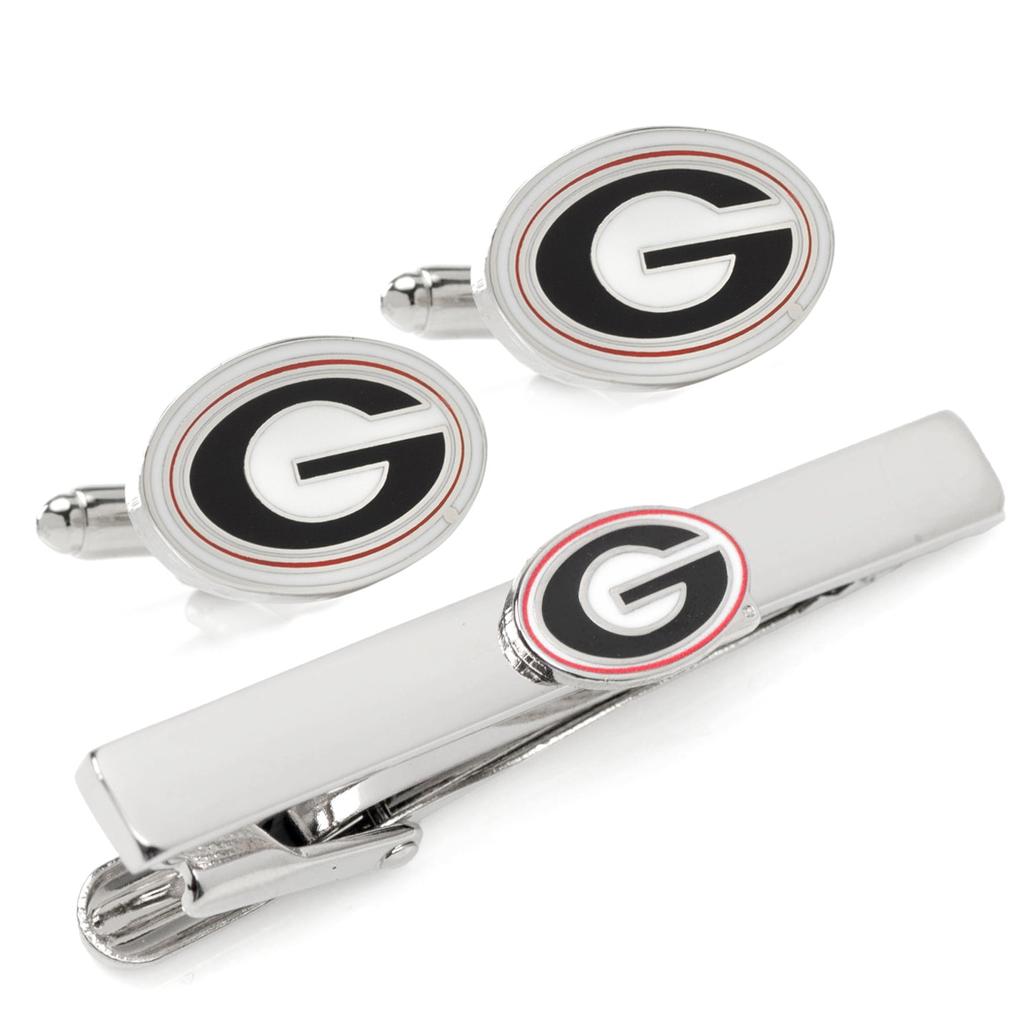 NCAA University of Georgia Bulldogs Cufflink and Tie Clip Gift Set Image 1