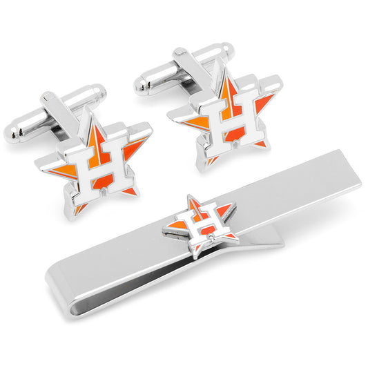 Houston Astros Cufflinks and Tie Bar Gift Set Image 1