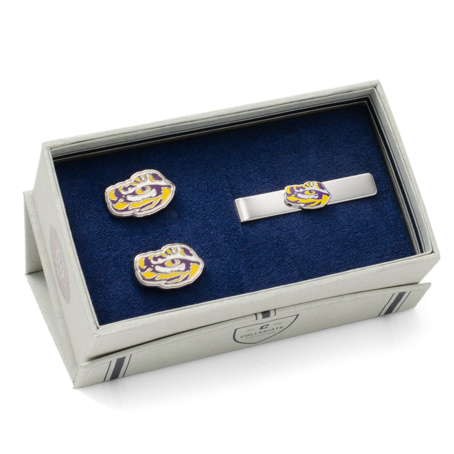 LSU Tiger's Eye Cufflinks and Tie Bar Gift Set Image 2