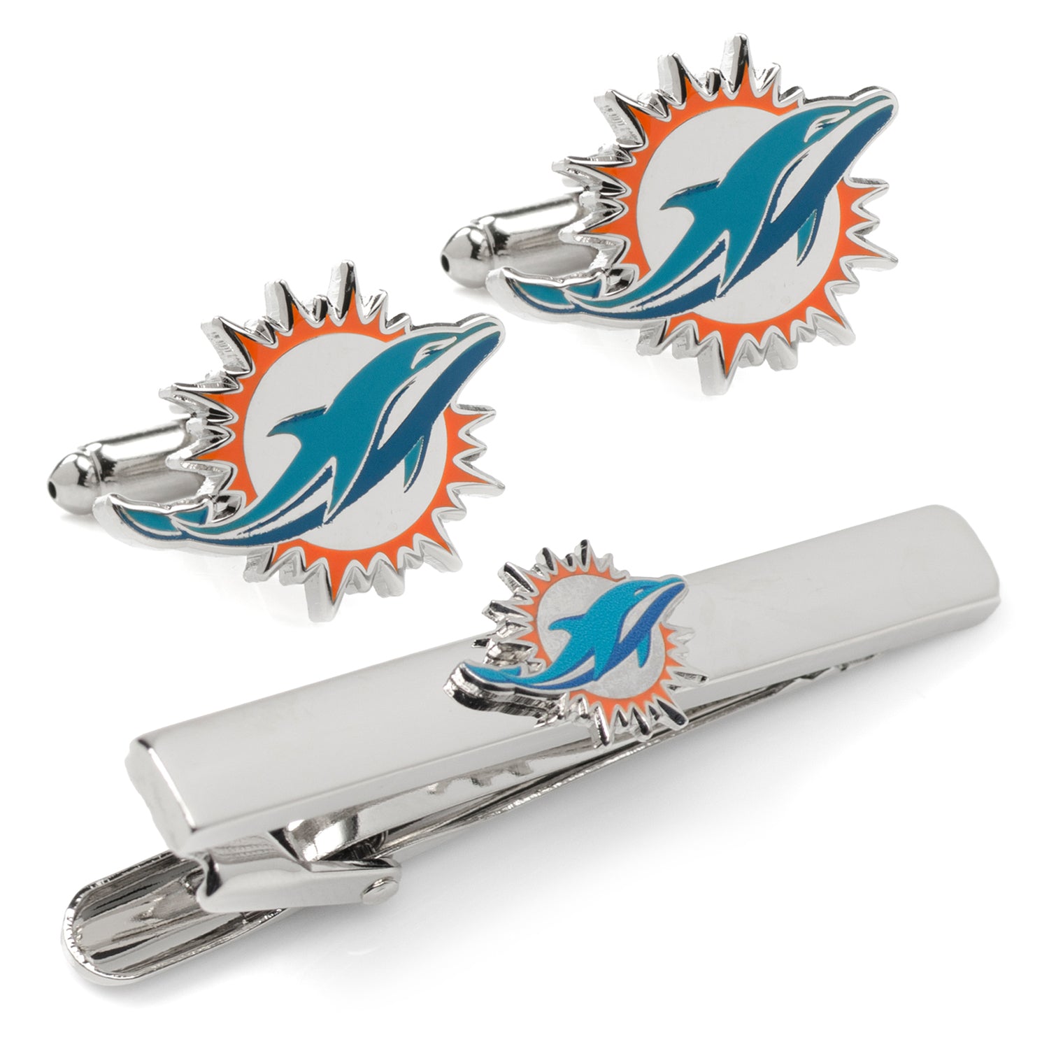 NFL Miami Dolphins Cufflinks and Tie Clip Gift Set Image 1