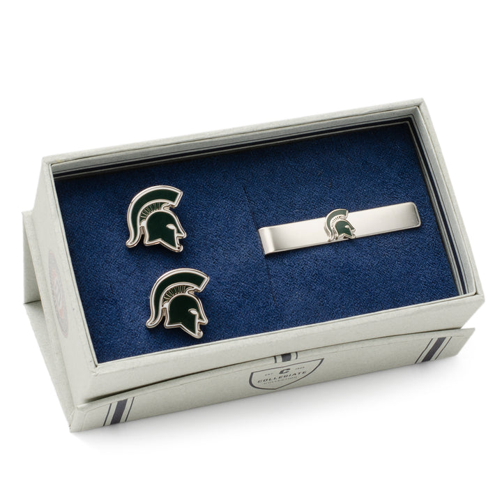 Michigan State Spartans Cufflinks and Tie Bar Gift Set Image 2