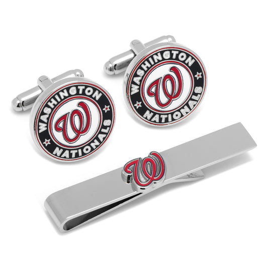 Washington Nationals Cufflinks and Tie Bar Gift Set Image 1