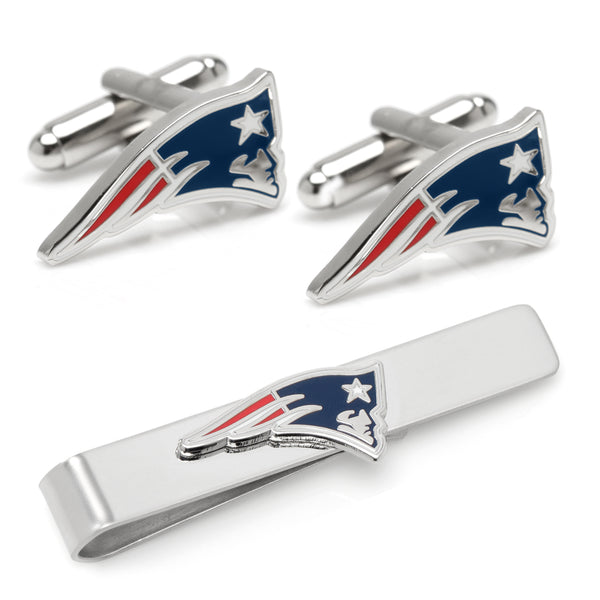 New England Patriots Cufflinks and Tie Bar Gift Set Image 1