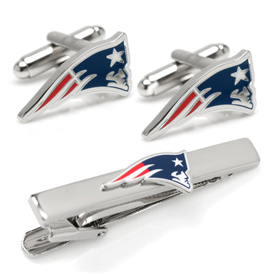 NFL New England Patriots Cufflinks and Tie Clip Gift Set Image 1