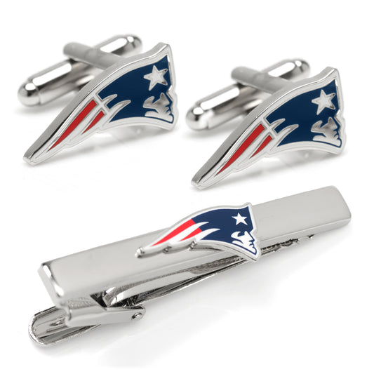 NFL New England Patriots Cufflinks and Tie Clip Gift Set Image 1