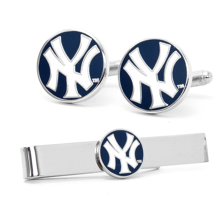 New York Yankees Cufflinks and Tie Bar Gift Set Image 1