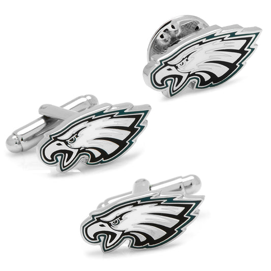 Philadelphia Eagles Cufflinks and Lapel Pin Gift Set Image 1