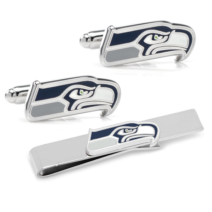 Seattle Seahawks Cufflinks and Tie Bar Gift Set Image 1