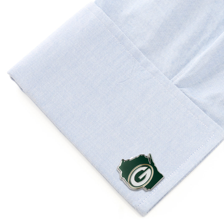 Green Bay Packers State Shaped Cufflinks Image 3