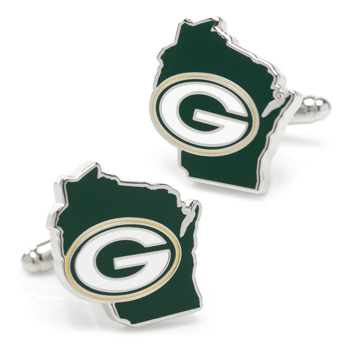 Green Bay Packers State Shaped Cufflinks Image 1