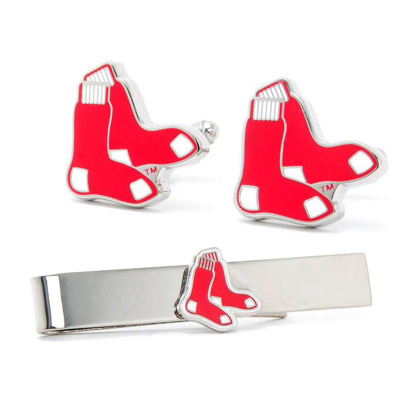 Boston Red Sox Cufflinks and Tie Bar Gift Set Image 1