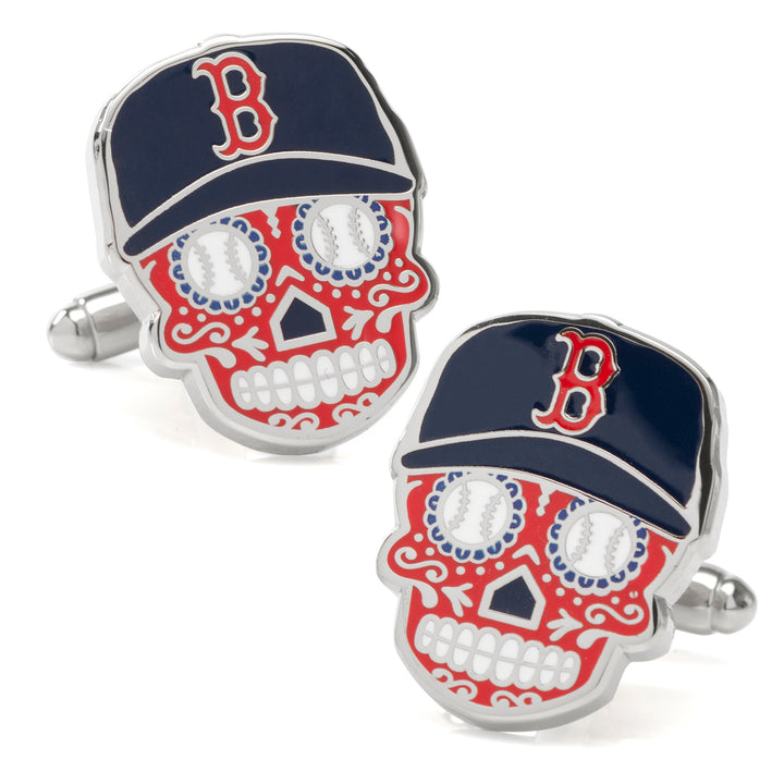 Boston Red Sox Sugar Skull Cufflinks & Lapel Pin Gift Set Image 3