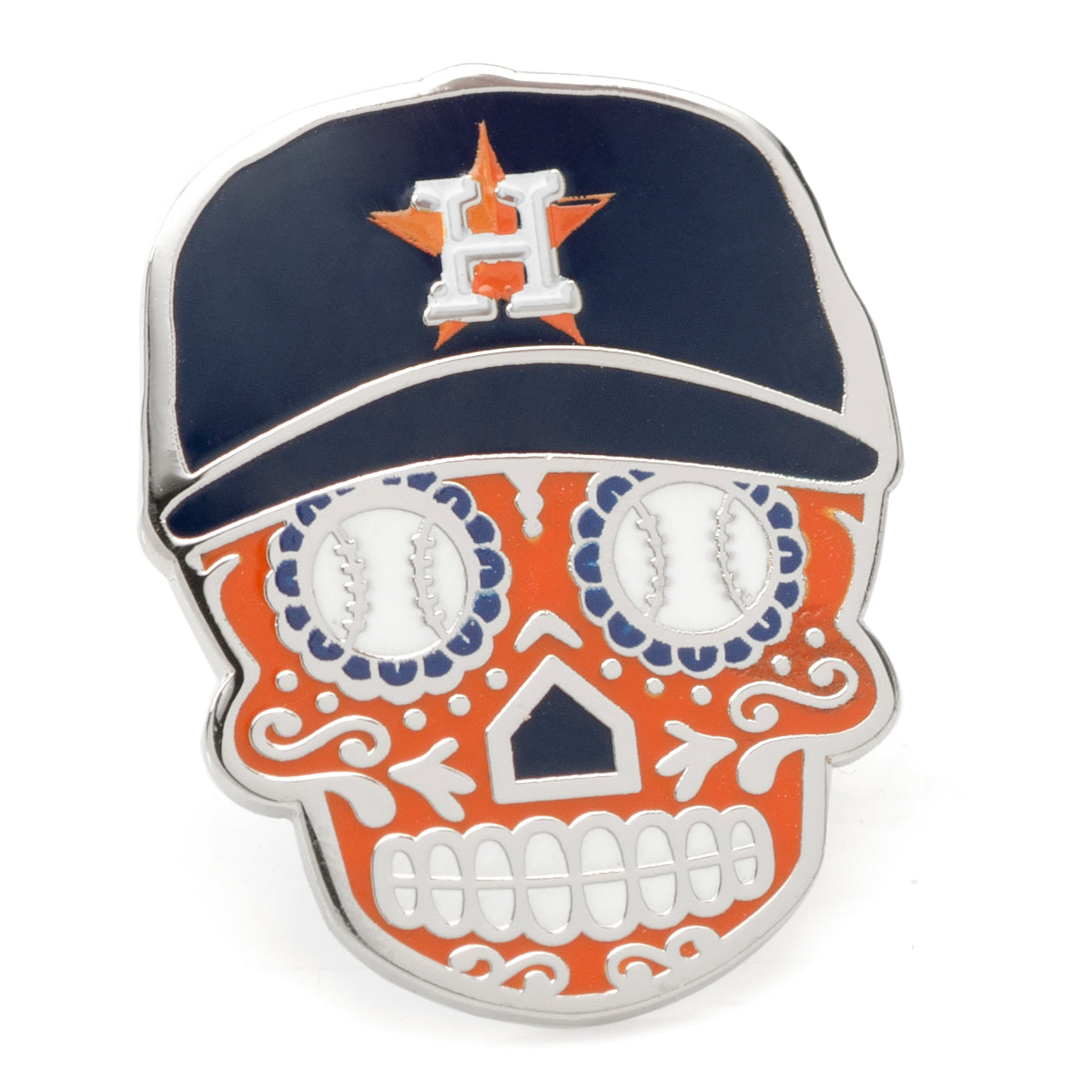 Houston Astros Sugar Skull Cufflinks & Lapel Pin Gift Set Image 3