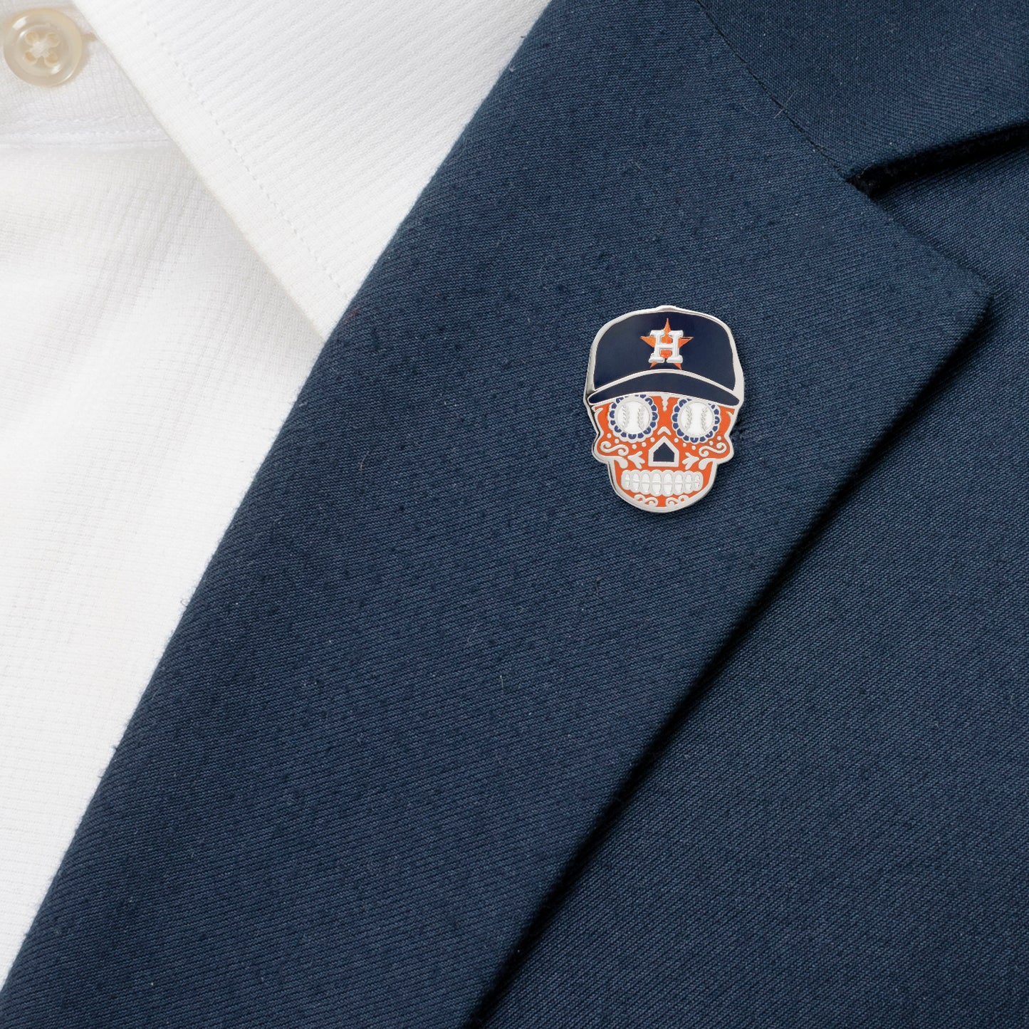 Houston Astros Sugar Skull Cufflinks & Lapel Pin Gift Set Image 4