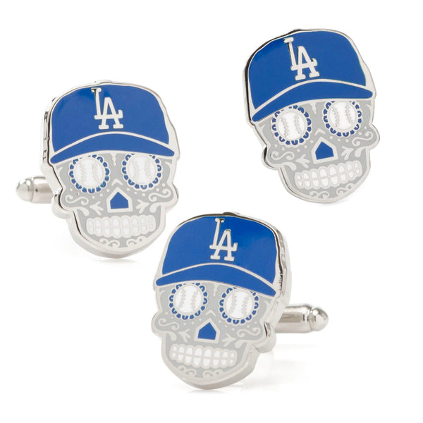 LA Dodgers Sugar Skull Cufflinks & Lapel Pin Gift Set Image 1