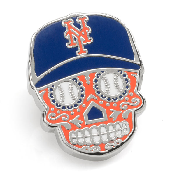 New York Mets Sugar Skull Lapel Pin Image 1