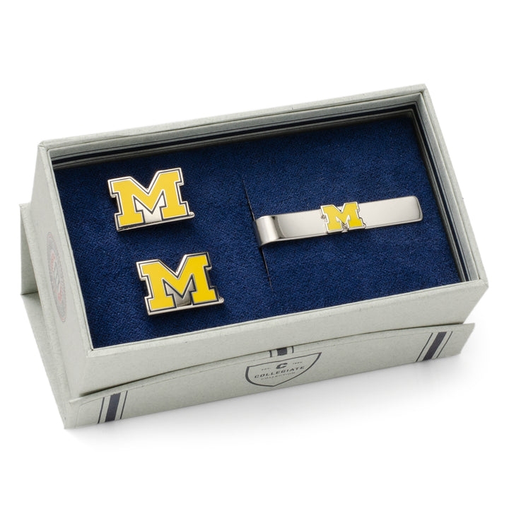 University of Michigan Cufflinks and Tie Bar Gift Set Image 2