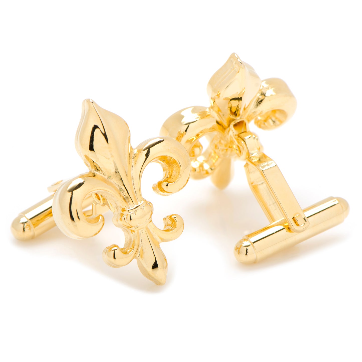 Cut Out Gold Fleur de Lis Cufflinks Image 2